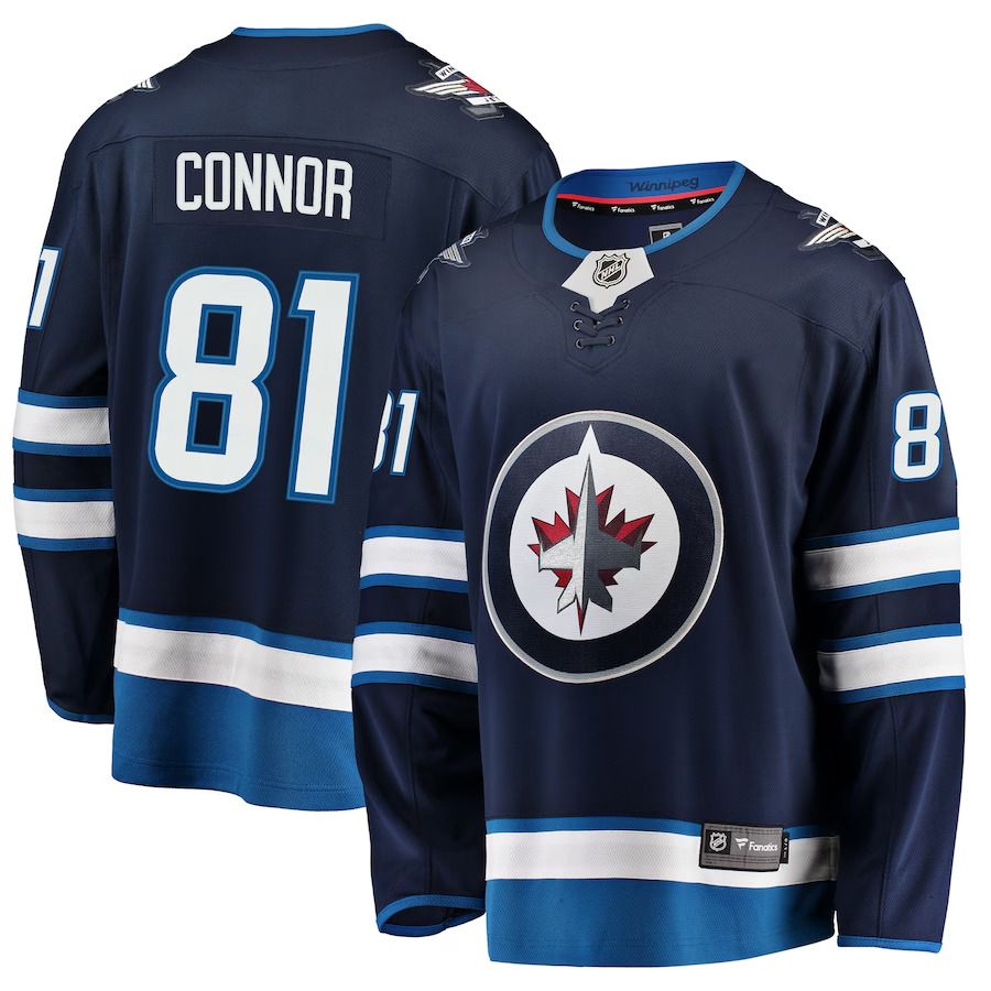 Men Winnipeg Jets #81 Kyle Connor Fanatics Branded Navy Breakaway Replica NHL Jersey->customized nhl jersey->Custom Jersey